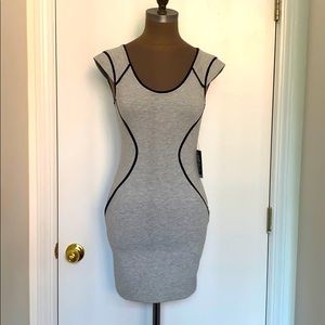 New Express Grey Dress w/Gold Zipper Back